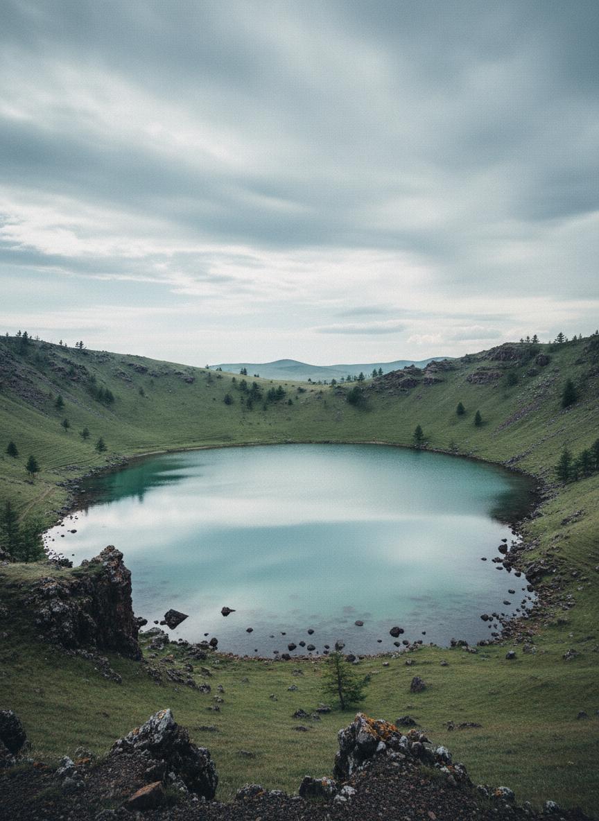 Crater lake in extinct volcano